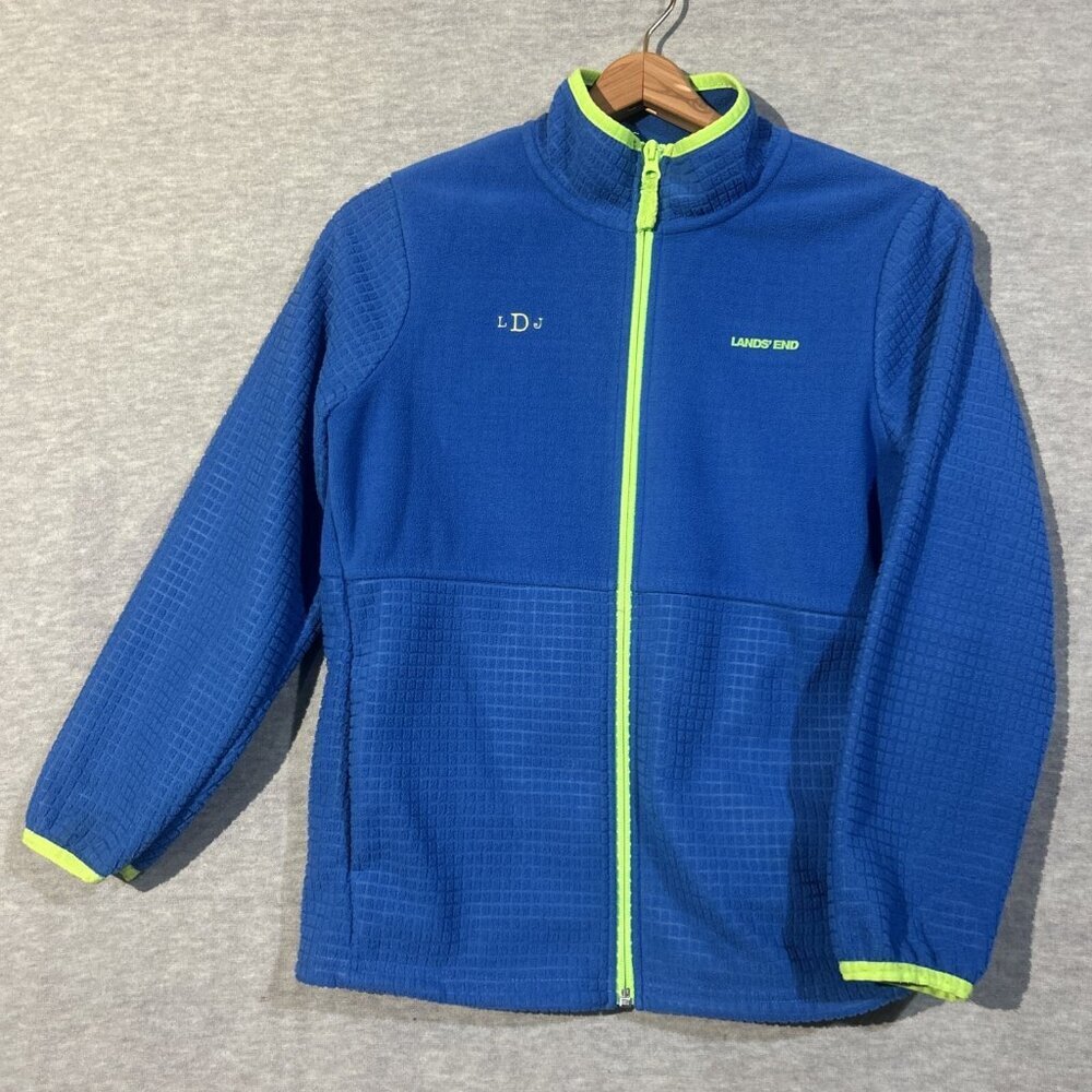 Lands' End Boy's Blue Full Zip Fleece Jacket. Size: Large 10-12